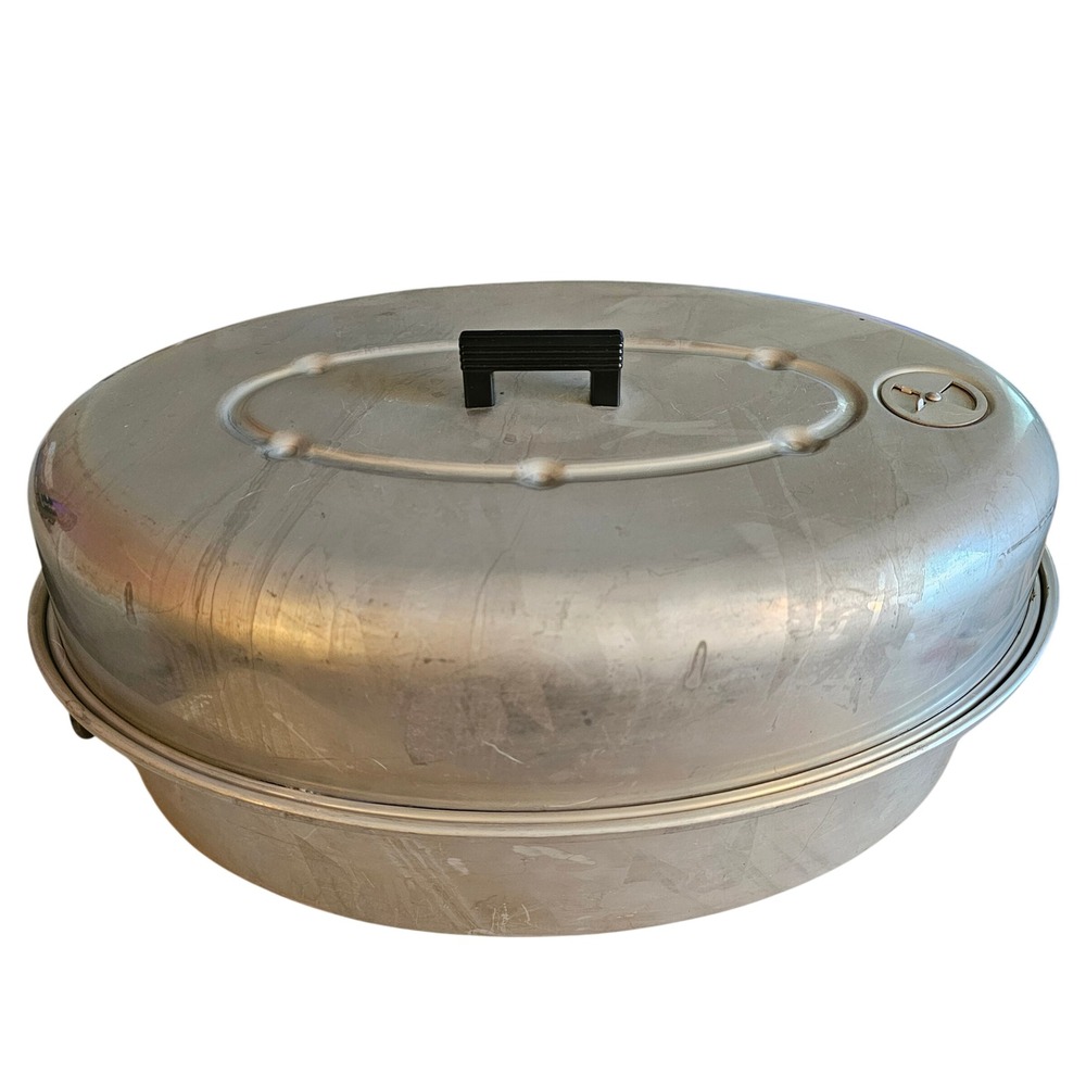 Vintage 1950s‎ Wear-Ever 2635 Oval Aluminum Roaster Pan Lid Rack USA Bakelite